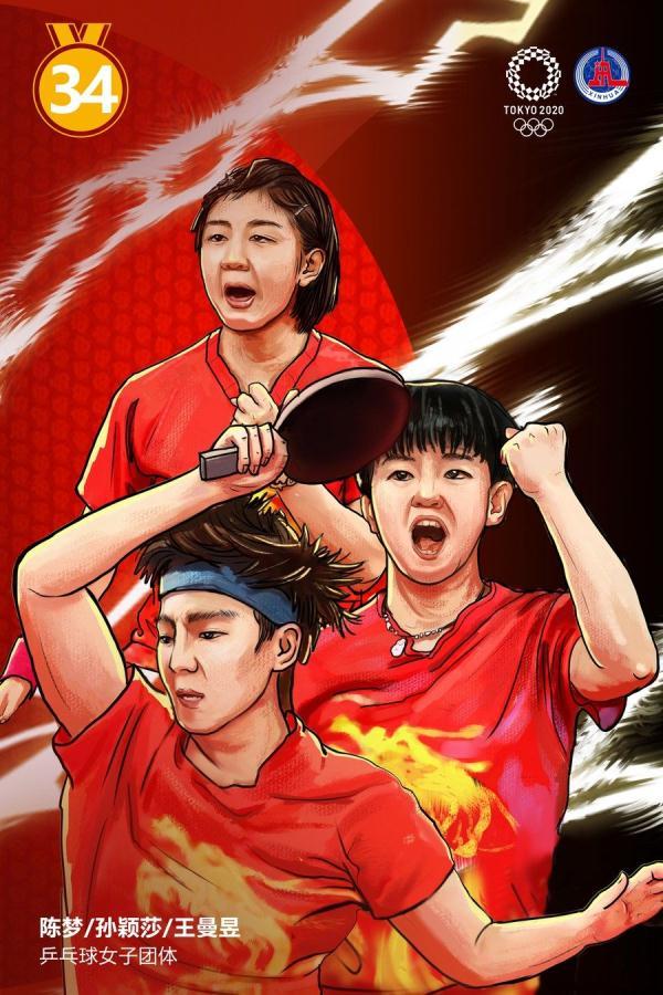 创意漫画｜奥运英雄——乒乓球男女团体冠军-1.jpg